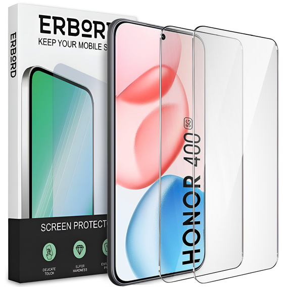 2x Szkło Hartowane ERBORD 9H Hard Glass do Honor 400 5G – codzienna ochrona w eleganckim wydaniu