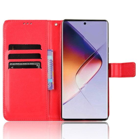 Etui z klapką do Infinix Note 40 Pro Plus, Crazy Horse Wallet, czerwone
