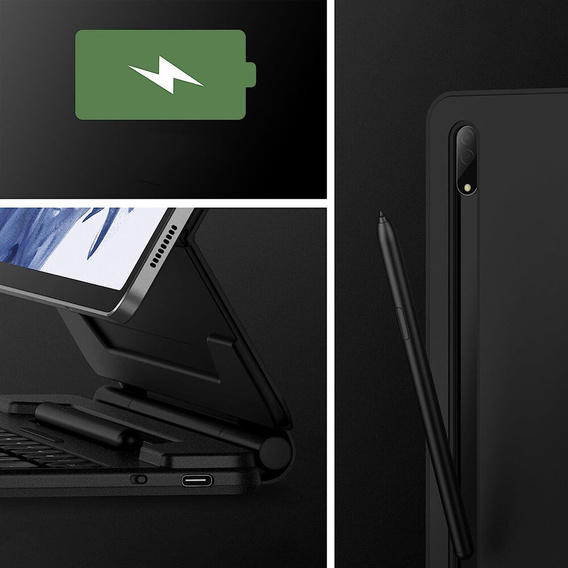 Etui z klawiaturą do Samsung Galaxy Tab S10+/S9 FE+ Plus/S9+/ S8+/ S7+/ S7 FE, Dexnor Magnetic Keyboard Touchpad, czarne
