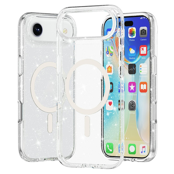 Etui do iPhone 17 Air, do MagSafe, brokat, transparentne