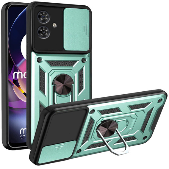 Etui pancerne do Motorola Moto G54 5G, CamShield Slide, zielone