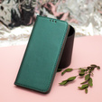Etui z klapką do Samsung Galaxy A54 5G, Smart Magnetic, ciemnozielone + szkło 9H
