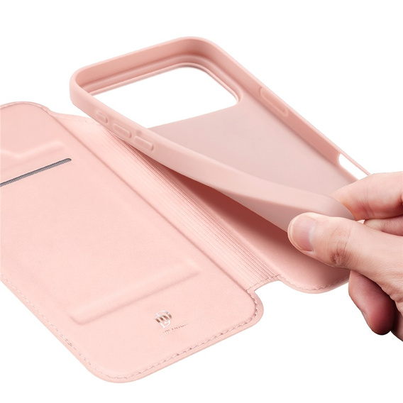 Etui Dux Ducis do iPhone 17 Pro Max, Skin Pro, z klapką, z miejscem na kartę, różowe