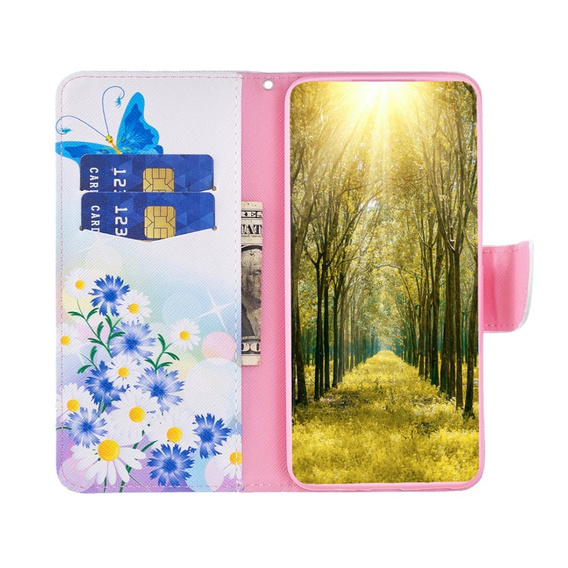 Etui z klapką do Xiaomi 13T / 13T Pro / Redmi K60 Ultra, Wallet, Butterfly & Flowers białe