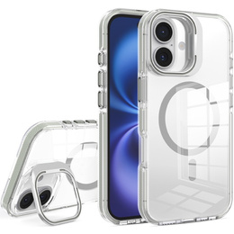 Etui do iPhone 17, do MagSafe, z podstawką, transparentne z szarymi wstawkami