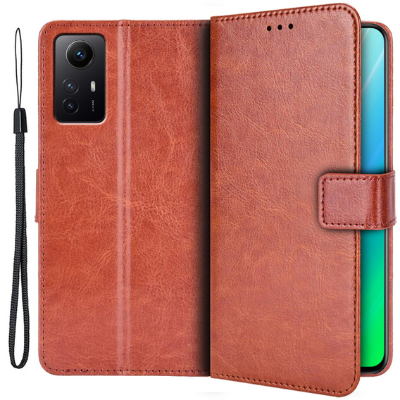 Etui z klapką do Xiaomi Redmi Note 12S, Wallet, brązowe