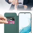 Etui z klapką do Samsung Galaxy S22 5G, RFID Wallet MagSafe z ochroną aparatu, zielone