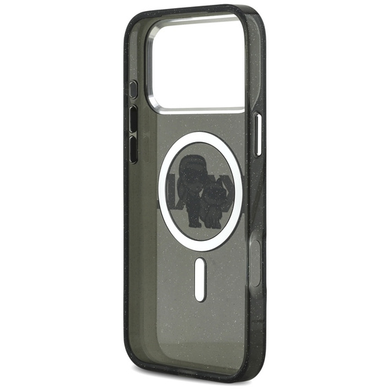 Etui Karl Lagerfeld IML Glitter Karl & Choupette Sketch Logo MagSafe do iPhone 17 Pro Max
