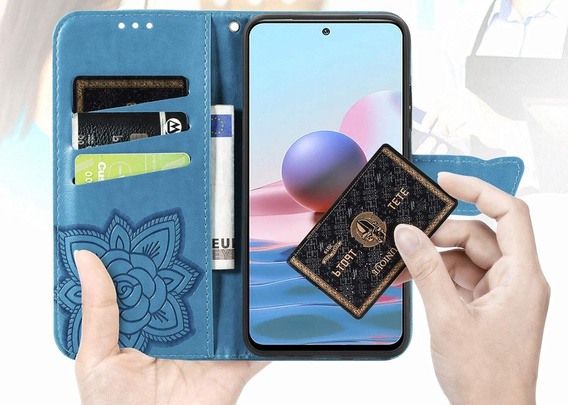 Etui z klapką do Oppo A40 / Oppo A40m, Butterfly, niebieskie