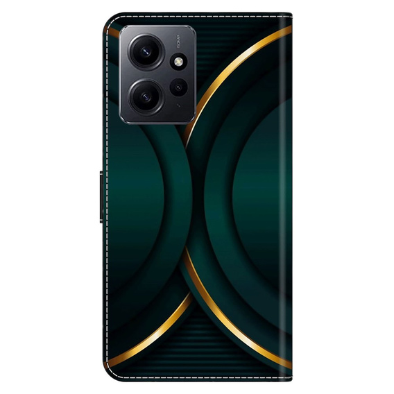 Etui z klapką do Xiaomi Redmi Note 12 4G, Wallet, Contour zielone / złote