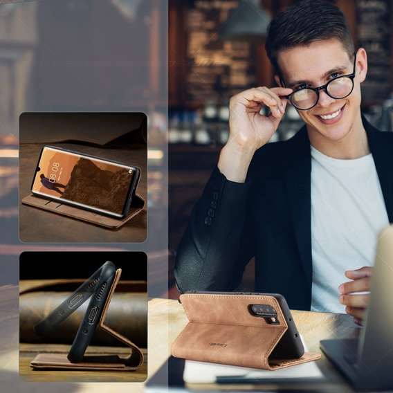Etui CASEME do Huawei P30 Pro, Leather Wallet Case, brązowe