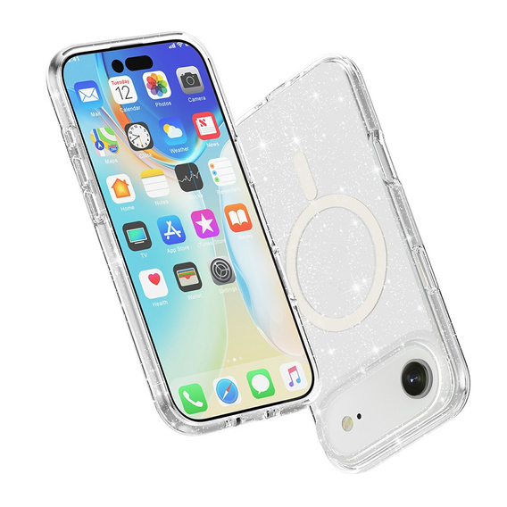 Etui do iPhone 17 Air, do MagSafe, brokat, transparentne