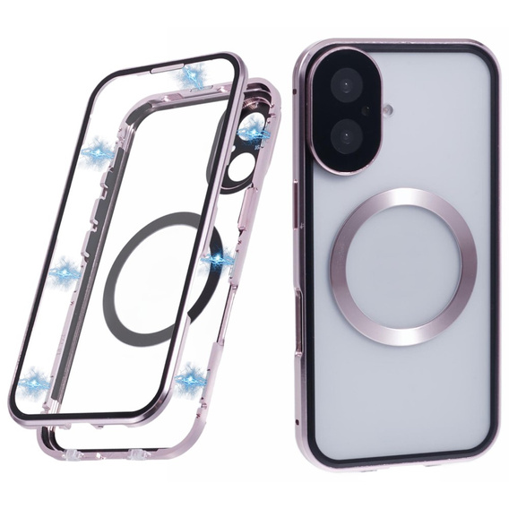 Etui Magnetic Dual Glass MagSafe do iPhone 16, różowe rose gold