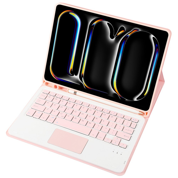 Etui z klawiaturą do iPad Pro 11" 2024 (5 gen.), Leather Pen Slot TouchPad, różowe
