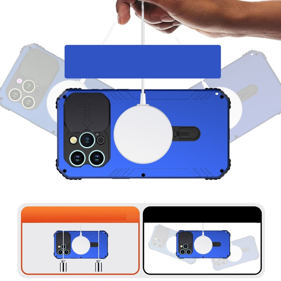 Etui do iPhone 15, DefenderMag, niebieskie