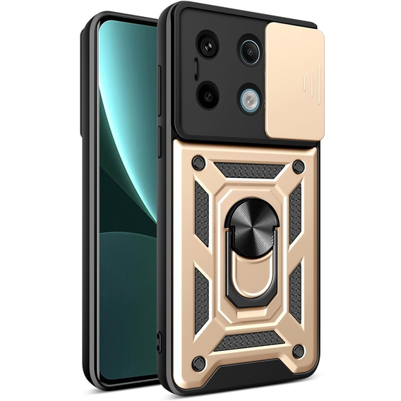Etui pancerne do Xiaomi Redmi Note 13 Pro 5G, CamShield Slide, złote