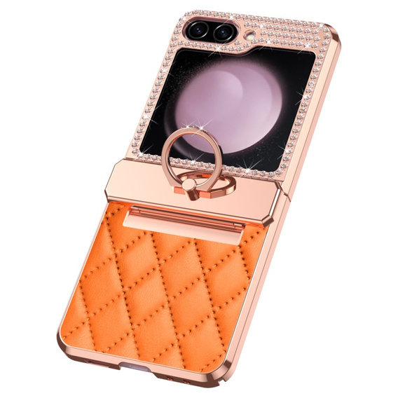 Etui do Samsung Galaxy Z Flip7 FE / Z Flip6, Rhombus Grid, pomarańczowe