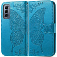 Etui z klapką do Infinix Hot 50 Pro+ 4G, Butterfly, niebieskie