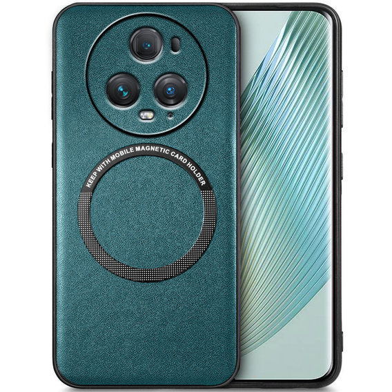 Etui do Honor Magic 5 Pro, Leather Hybrid MagSafe, zielone