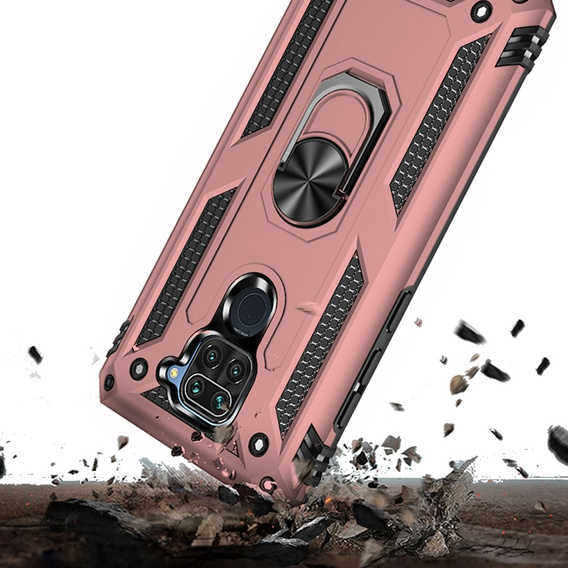 Etui pancerne do Xiaomi Redmi Note 9, Nox Case Ring, różowe rose gold