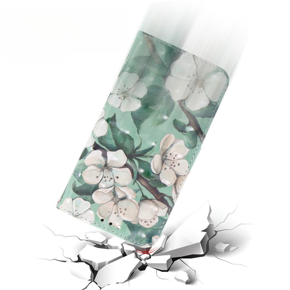Etui z klapką do Motorola Moto E22 / E22i, Wallet, Flowers białe