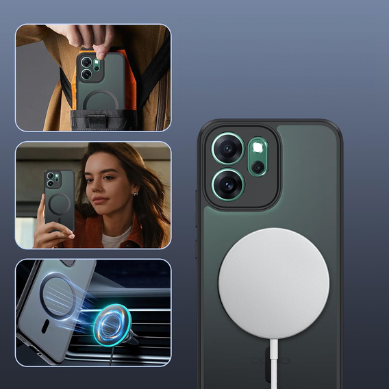 Etui Matt Case do Oppo Reno 14, do MagSafe, półprzezroczyste czarne
