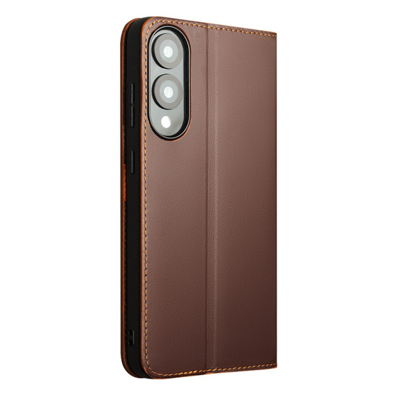 Etui z klapką z naturalnej skóry do Samsung Galaxy S25 Edge – stylowa ochrona z funkcją portfela - brązowe