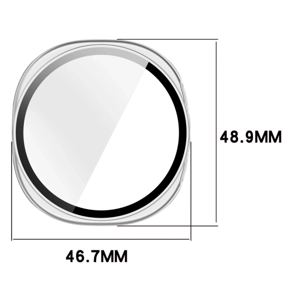 2w1 Etui + Szkło Hartowane do Samsung Galaxy Watch 8 44mm, Srebrne