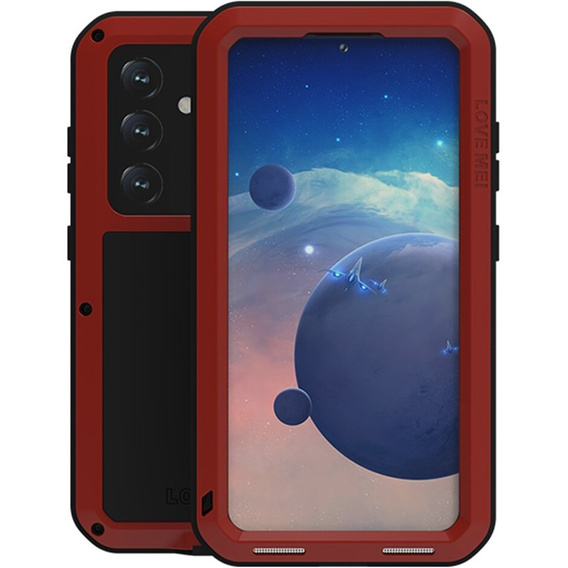 Etui Love Mei do Samsung Galaxy S24, pancerne ze szkłem, czerwone