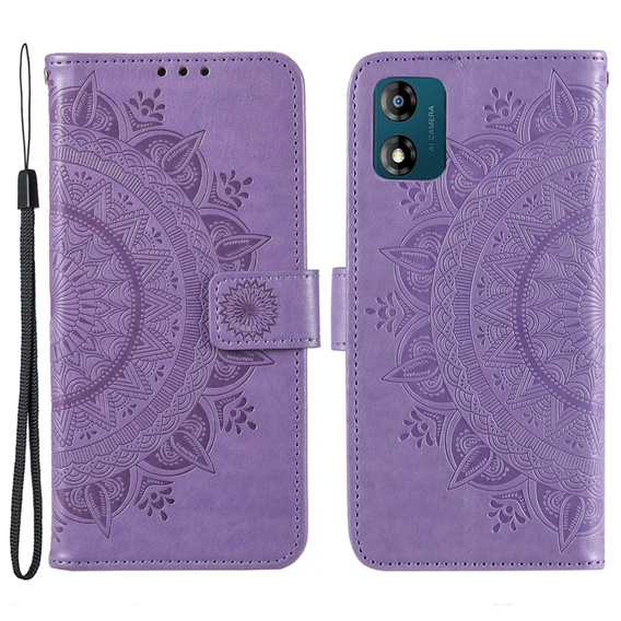 Etui z klapką do Motorola Moto E13, Mandala, fioletowe