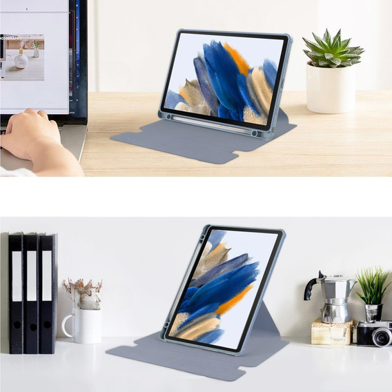 Etui z klawiaturą do Samsung Galaxy Tab A9+, Rotary 360° Leather, fioletowe