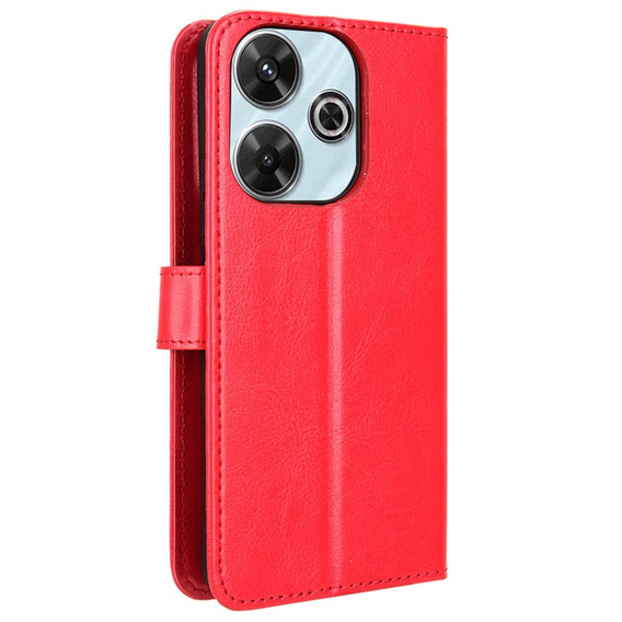 Etui z klapką do Xiaomi Redmi 13, Crazy Horse Wallet, czerwone
