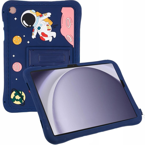 Etui silikonowe dla dzieci do Samsung Galaxy Tab A9+ X210 / X215 / X216B, Pancerne, Astronauta, Granatowe