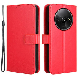 Etui z klapką do Xiaomi Redmi A3, Crazy Horse Wallet, czerwone