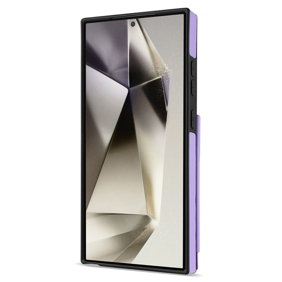 Etui do Samsung Galaxy S25 Ultra z kieszeniami na karty, paskiem i funkcją podstawki – fioletowe