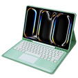 Etui z klawiaturą do iPad Pro 13" 2024 (7 gen.), Leather Pen Slot TouchPad, jasnozielone