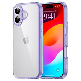 Etui do iPhone 17, z osłoną aparatu, przezroczyste z fioletowymi bokami