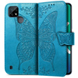 Etui z klapką do Realme C21Y / C25Y, Butterfly, niebieskie