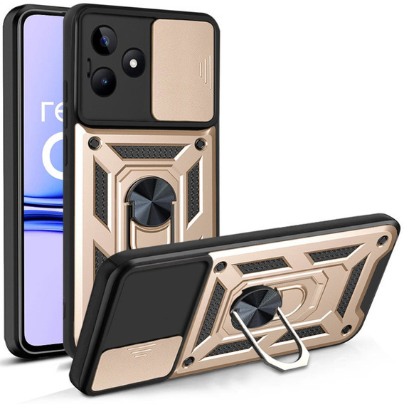 Etui pancerne do Realme C53 4G, CamShield Slide, złote