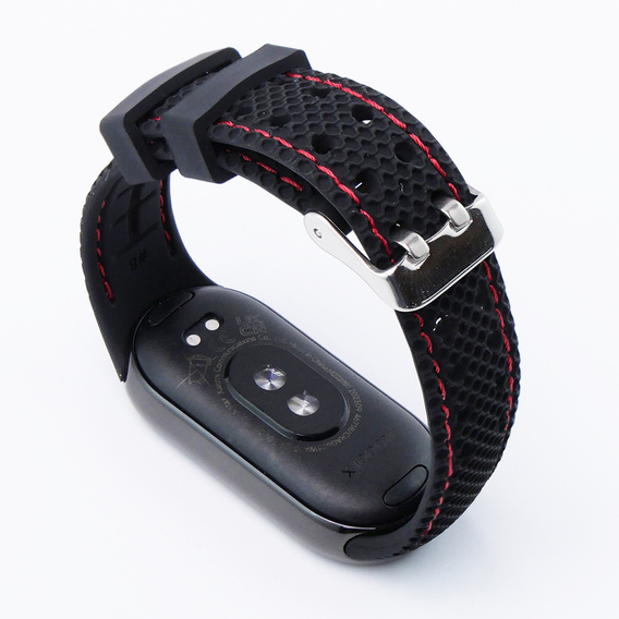 Pasek Silikonowy do Xiaomi Smart Band 10 / 9 / 8, Czarny / Czerwony