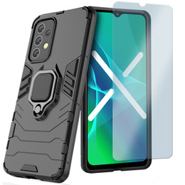 Zestaw Etui KickStand Ring do Samsung Galaxy A33 5G, Czarne + Szkło