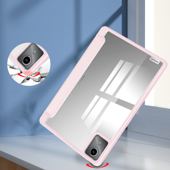 Pokrowiec z miejscem na rysik do Lenovo Tab M11 – przezroczysty tył, różowa klapka