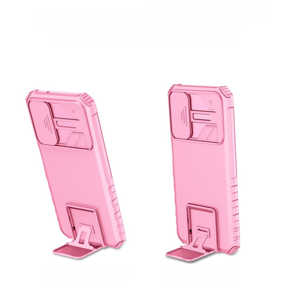 Etui pancerne do Samsung Galaxy A14 4G/5G, Camshield z podstawką, Różowe