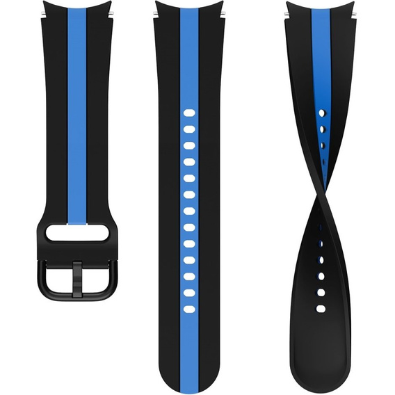 Pasek Silicone Strap Sports do Samsung Galaxy Watch 4/5/6 40/42/43/44/45/46/47mm, Czarny / Niebieski
