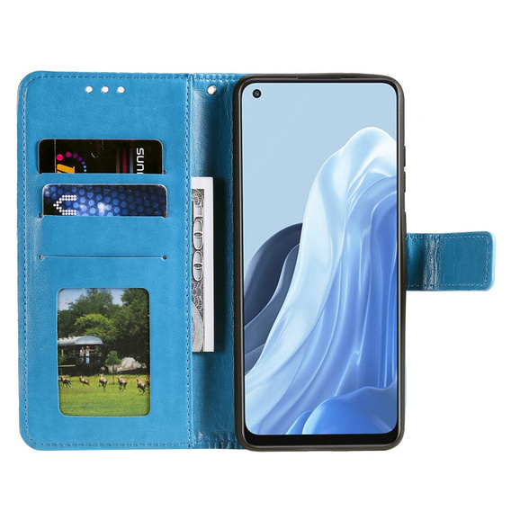 Etui z klapką do Oppo Reno7 5G, Mandala, niebieskie