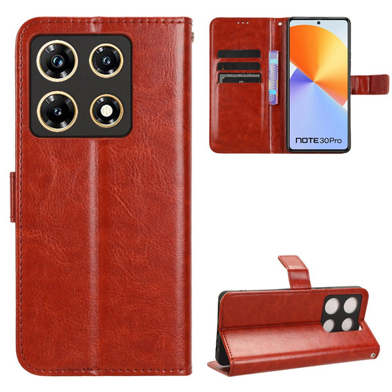 Etui z klapką do Infinix Note 30 Pro 4G, Crazy Horse Wallet, brązowe