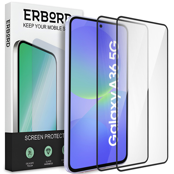 2x Szkło Hartowane ERBORD 3D do Samsung Galaxy A36 5G – pełne zakrzywione szkło na cały ekran