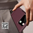 Etui do Samsung Galaxy S25 Edge – skórzane z okienkiem Smart View i kieszenią na kartę, bordowe