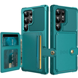Etui do Samsung Galaxy S24 Ultra, Card Holder Kickstand, zielone