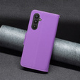Etui z klapką do Samsung Galaxy A25 5G, Wallet Litchi Leather, fioletowe + szkło 9H